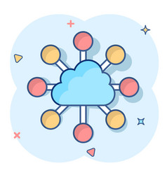 Cartoon Cloud Computing Technology Icon In Comic