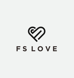 Letter Fs Heart Logo Icon Design