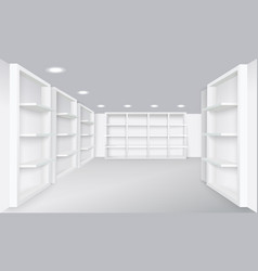 Realistic Store Interior With Empty Shelves