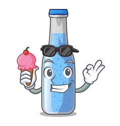 With Ice Cream Soda Water Bottle Near Cartoon