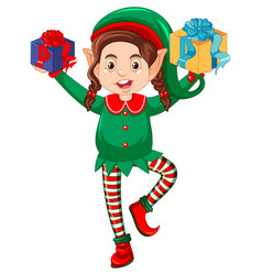 Cute Kid Wearing Elf Costume Cartoon