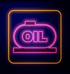 Glowing Neon Oil Tank Storage Icon Isolated