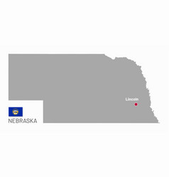 Gray Map Of Nebraska Federal State Usa