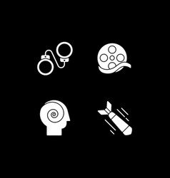 Movie Genres Categories White Glyph Icons Set