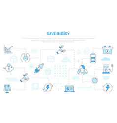 Save Energy Concept With Icon Set Template Banner