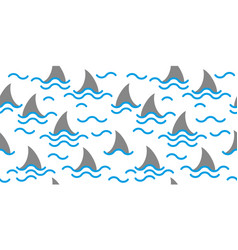 Seamless Pattern Of Shark Fins On A White