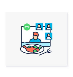 Online Dinner Party Color Icon