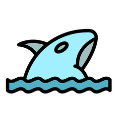 Swimming Orca Icon Flat