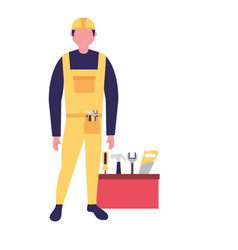 Builder Man Worker With Toolkit