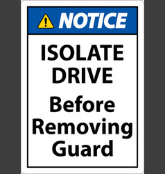 Notice Isolate Drive Before Removing Guard Sign