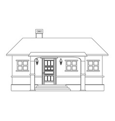 Outline Of One-story House With Porch And Canopy