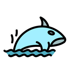 Swimming Whale Icon Flat