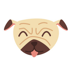 Cute Pug Dog Face With Tongue Sticking Out Happy