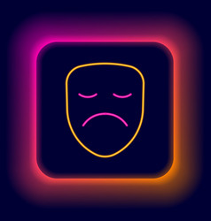 Glowing Neon Line Drama Theatrical Mask Icon