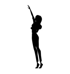 Black Silhouette Woman Wearing Casual Clothes Hold