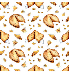 Watercolor Painting Pattern Of Fortune Cookies