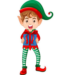 Cute Kid Wearing Elf Costume Cartoon