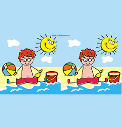 Find Five Differences Boy On Beach