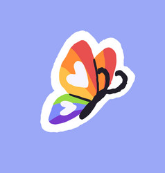 Rainbow Butterfly With Lgbt Pride Flag Hearts