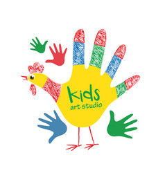 Kids Art Studio Logo Design Colorful Hand Printed