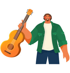 Male Street Guitarist Character Playing Acoustic