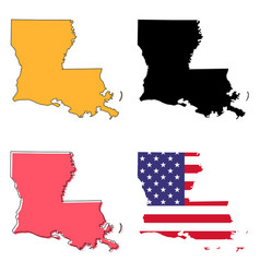 Set Of Louisiana Map United States America