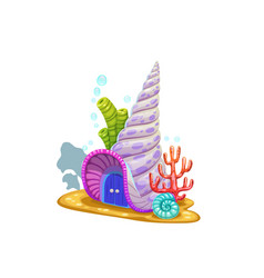 Underwater Cartoon Sea Shell House Building