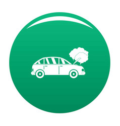 Car In Smoke Icon Green