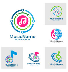 Set Of Tech Music Logo Circuit Music Logo Design