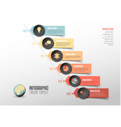 Simple Diagonal Timeline Template With Icons