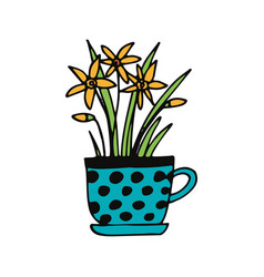 Daffodil In A Pot Icon Hand Drawn