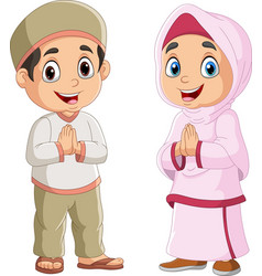 Happy Muslim Man And Woman Cartoon