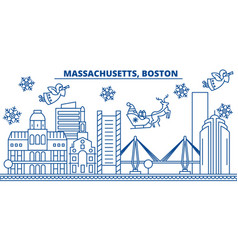 Usa Massachusetts Boston Winter City Skyline