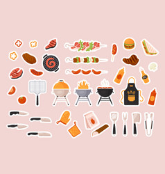 Bbq Grill Food Stickers Set For Social Media Chat