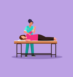 Graphic Flat Design Draw Woman Patient Lying