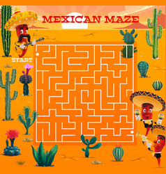 Labyrinth Maze And Mexican Mariachi Peppers