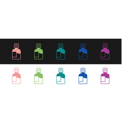 Set Mouthwash Plastic Bottle Icon Isolated