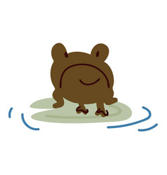 Cute Cartoon Frog On Pond Lily Pad Lineart