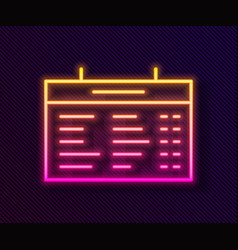 Glowing Neon Line Train Station Board Icon