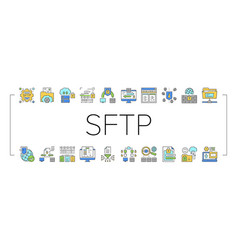 Ssh Sftp File Transfer Protocol Icons Set