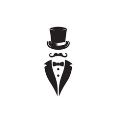 Flat black and white tuxedo bow tie Royalty Free Vector