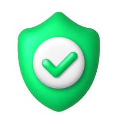 Green Checkmark And Shield 3d Icon Security