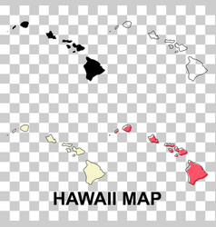 Set Of Hawaii Map United States America Flat