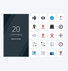 20 Maps Travel Flat Color Icon For Presentation