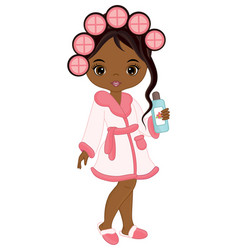 Cute Spa African American Girl Curling The Hair