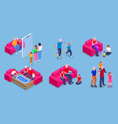 Grandparents And Grandchildren Together Isometric