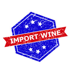 Hexagonal Bicolor Import Wine Rubber Stamp