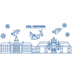 Usa Massachusetts Harvard Winter City Skyline