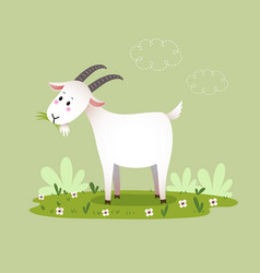 A Cartoon Goat Eating Grass