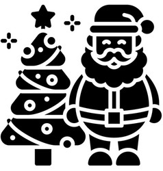 Santa Claus With Christmas Tree Icon Christmas